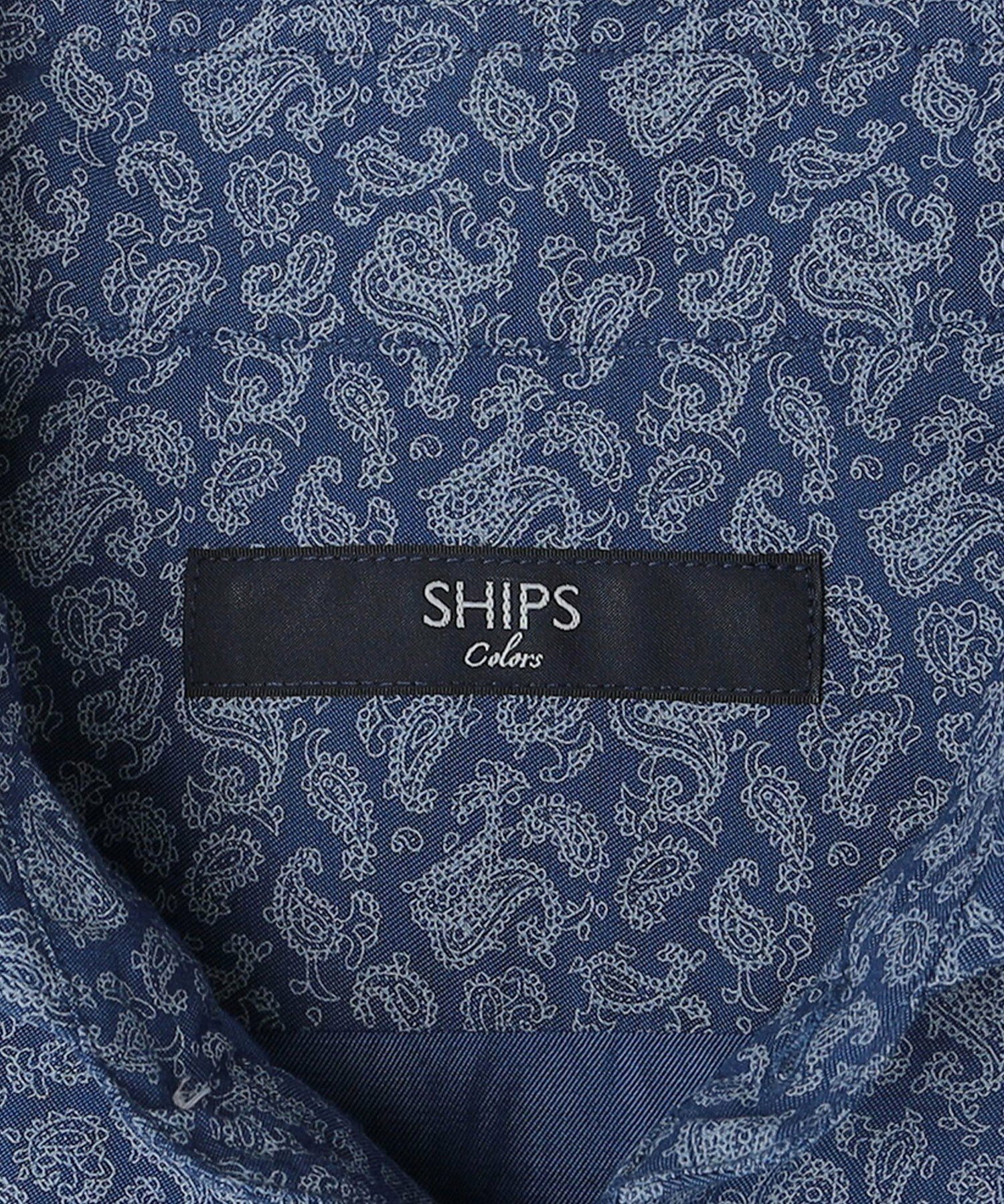 SHIPS Colors: ペイズリー/小紋柄 プリント ワイドカラー ドレスシャツ